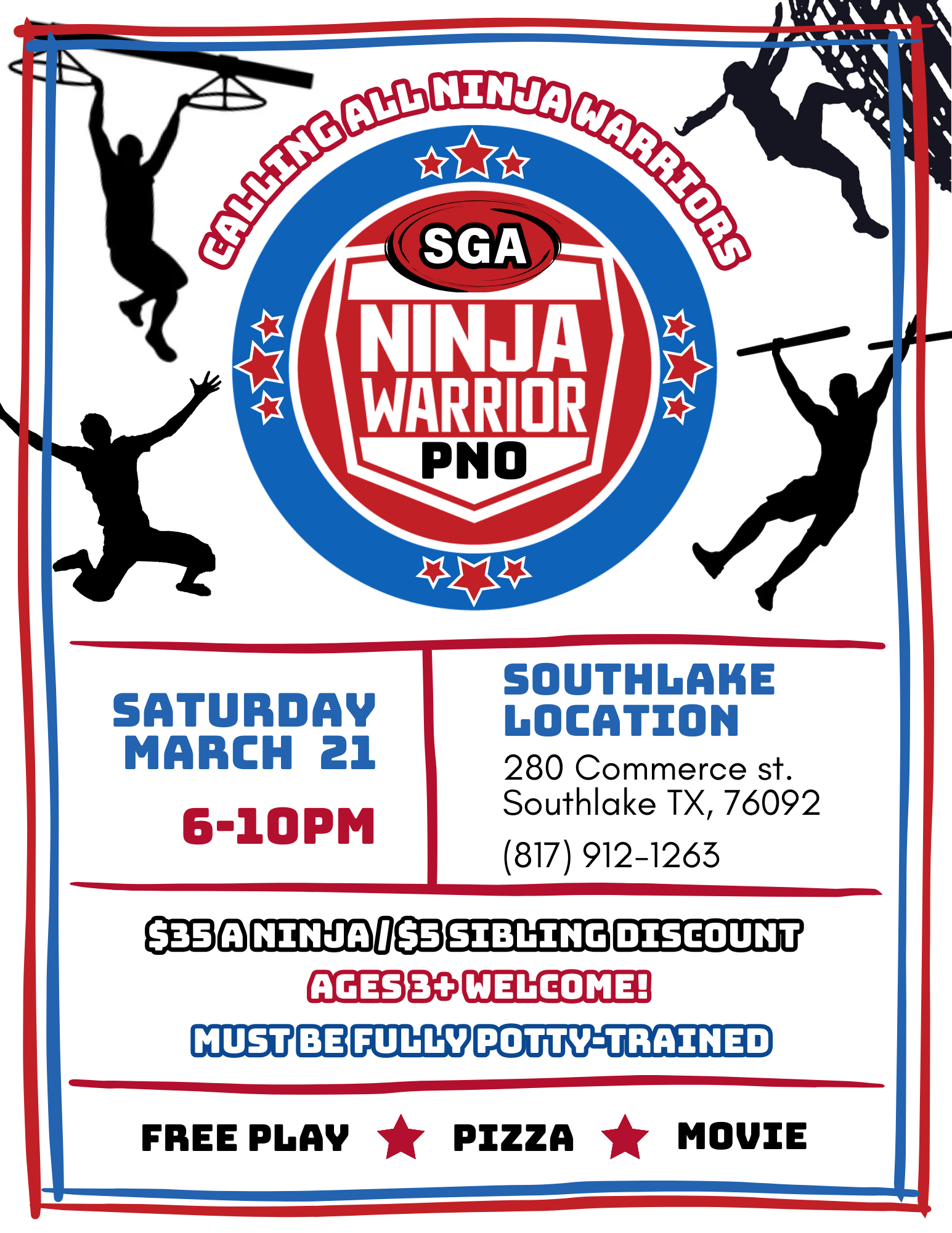 Southlake Ninja Warrior PNO Flyer