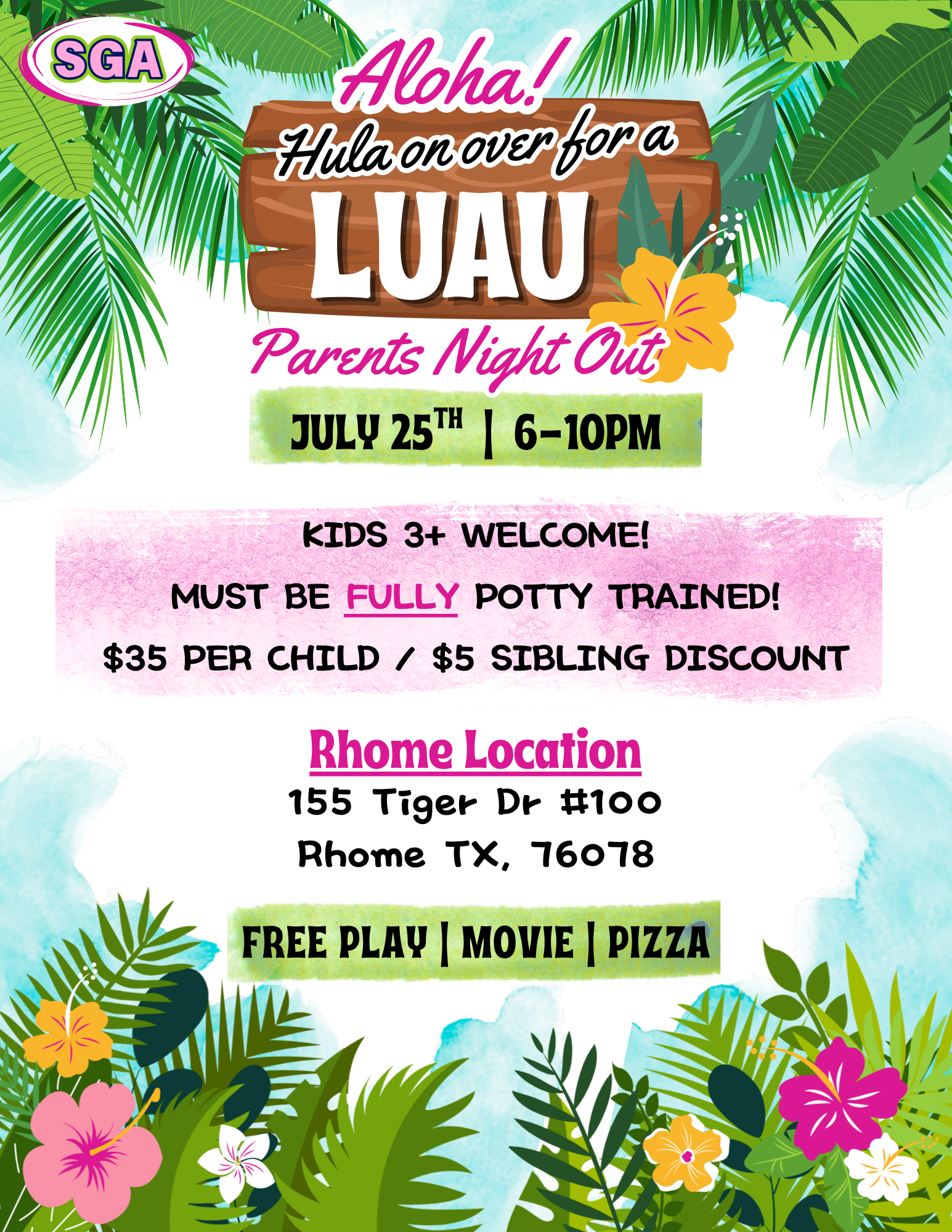 Rhome Luau PNO Flyer